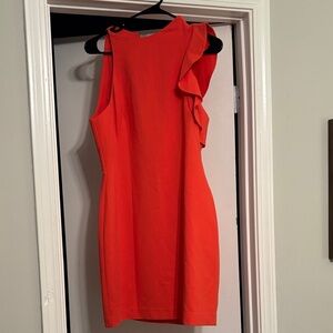 Black Halo Coral One-Shoulder Ruffle Dress